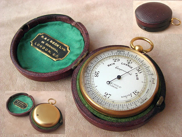 Victorian pocket barometer with altimeter by Richard & Joseph Beck, London.